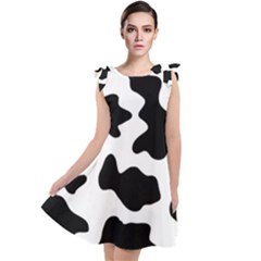 Animal-print-black-and-white-black Tie Up Tunic Dress by Ket1n9