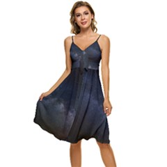 Cosmos-dark-hd-wallpaper-milky-way Sleeveless Tie Front Chiffon Dress by Ket1n9