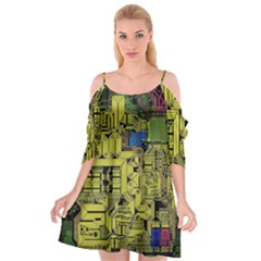 Technology Circuit Board Cutout Spaghetti Strap Chiffon Dress by Ket1n9