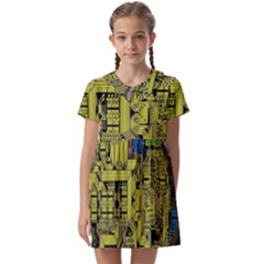 Technology Circuit Board Kids  Asymmetric Collar Dress by Ket1n9