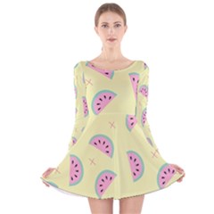Watermelon Wallpapers  Creative Illustration And Patterns Long Sleeve Velvet Skater Dress by Ket1n9