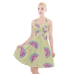 Watermelon Wallpapers  Creative Illustration And Patterns Halter Party Swing Dress  by Ket1n9