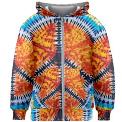 Tie Dye Peace Sign Kids  Zipper Hoodie Without Drawstring by Ket1n9