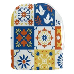Mexican-talavera-pattern-ceramic-tiles-with-flower-leaves-bird-ornaments-traditional-majolica-style- Drawstring Pouch (3xl) by Ket1n9
