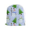 New Year Christmas Snowman Pattern, Drawstring Pouch (XL) View1