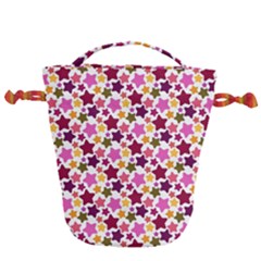 Christmas-pattern-background-green-decorative-star-snow-card-elegant Drawstring Bucket Bag by Grandong