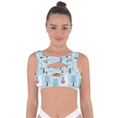 Christmas-tree-cute-lama-with-gift-boxes-seamless-pattern Bandaged Up Bikini Top by Grandong