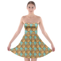 Seamless Cute Colourfull Owl Kids Pattern Strapless Bra Top Dress by Grandong