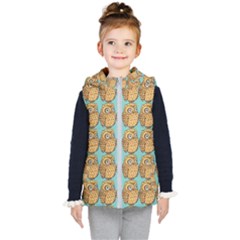 Owl Bird Cartoon Kids  Hooded Puffer Vest by Grandong