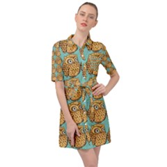 Owl Bird Cartoon Belted Shirt Dress by Grandong