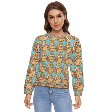 Owl Bird Cartoon Women s Long Sleeve Raglan T-shirt by Grandong