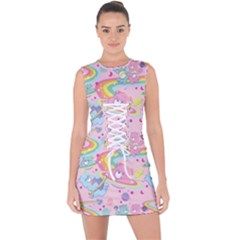 Bears Kawaii Pattern Lace Up Front Bodycon Dress by Grandong