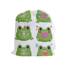 Kawaii-frog-rainy-season-japanese Drawstring Pouch (xl) by Grandong