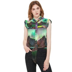 Aurora Borealis Nature Sky Light Frill Detail Shirt by Grandong