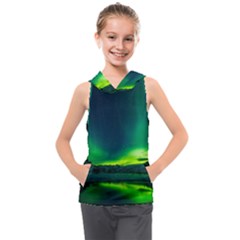 Iceland Aurora Borealis Kids  Sleeveless Hoodie by Grandong
