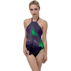 Aurora Northern Lights Phenomenon Atmosphere Sky Go With The Flow One Piece Swimsuit by Grandong