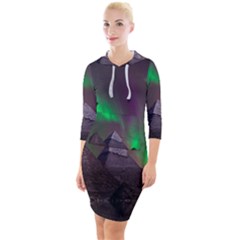 Aurora Northern Lights Celestial Magical Astronomy Quarter Sleeve Hood Bodycon Dress by Grandong