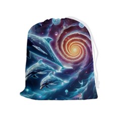 Dolphins Fantasy Drawstring Pouch (xl) by Ravend