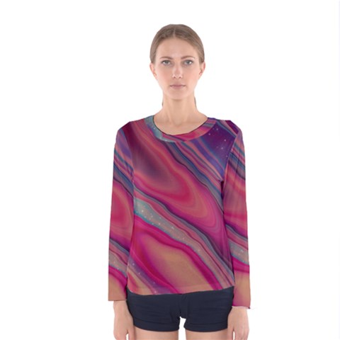 Stars Shimmering Galaxy Ocean Women s Long Sleeve T-shirt by Ravend