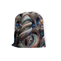 Fantasy Psychedelic Building Spiral Drawstring Pouch (large) by Ravend