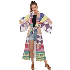 Abstract Shapes Colors Gradient Maxi Kimono by Vaneshop