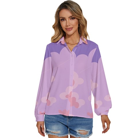 Sky Nature Sunset Clouds Space Fantasy Sunrise Women s Long Sleeve Button Up Shirt by Vaneshop