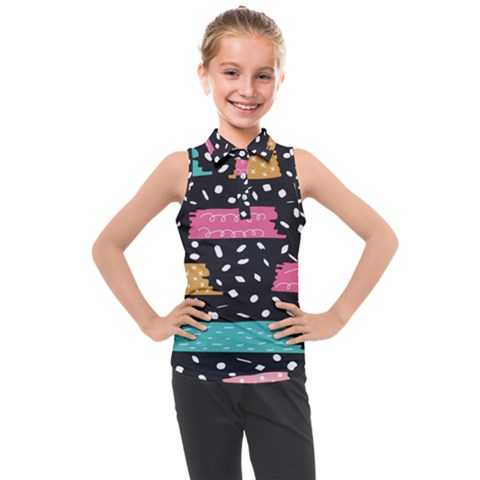 Art Pattern Design Wallpaper Background Print Patterns Kids  Sleeveless Polo T-shirt by Vaneshop