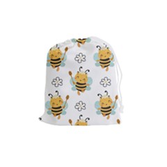 Art Bee Pattern Design Wallpaper Background Drawstring Pouch (medium) by Vaneshop