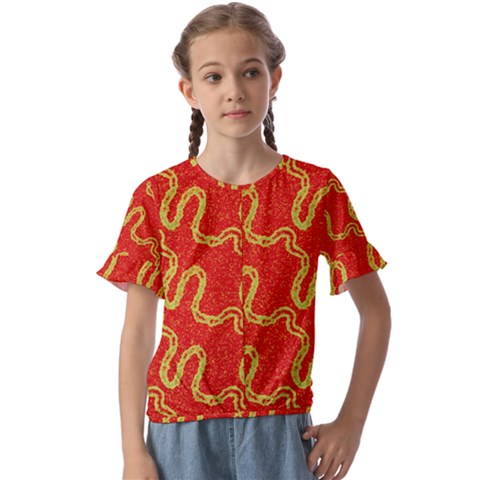 Background Ornamental Pattern Abstract Seamless Kids  Cuff Sleeve Scrunch Bottom T-shirt by Vaneshop