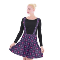 Geometric Pattern Retro Style Background Suspender Skater Skirt by Vaneshop