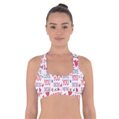Love Mom Happy Mothers Day I Love Mom Graphic Cross Back Sports Bra by Vaneshop