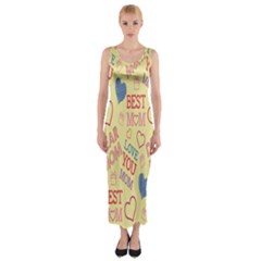 Love Mom Happy Mothers Day I Love Mom Graphic Pattern Fitted Maxi Dress by Vaneshop