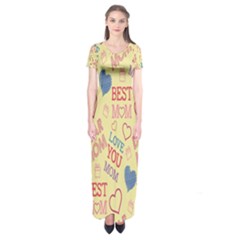 Love Mom Happy Mothers Day I Love Mom Graphic Pattern Short Sleeve Maxi Dress by Vaneshop