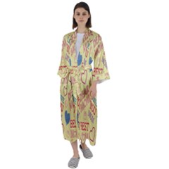 Love Mom Happy Mothers Day I Love Mom Graphic Pattern Maxi Satin Kimono by Vaneshop