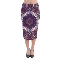 Rosette Kaleidoscope Mosaic Abstract Background Velvet Midi Pencil Skirt by Vaneshop