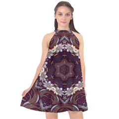 Rosette Kaleidoscope Mosaic Abstract Background Halter Neckline Chiffon Dress  by Vaneshop