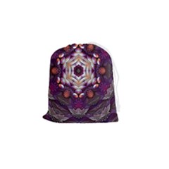 Rosette Kaleidoscope Mosaic Abstract Background Art Drawstring Pouch (small) by Vaneshop