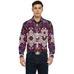 Rosette Kaleidoscope Mosaic Abstract Background Art Men s Long Sleeve Pocket Shirt  by Vaneshop