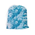 Blue Ocean Wave Texture Drawstring Pouch (XL) View2