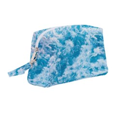 Blue Ocean Wave Texture Wristlet Pouch Bag (medium) by Jack14