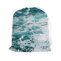Blue Crashing Ocean Wave Drawstring Pouch (2xl) by Jack14