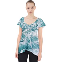Blue Crashing Ocean Wave Lace Front Dolly Top by Jack14