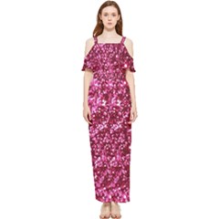 Pink Glitter Draped Sleeveless Chiffon Jumpsuit by Amaryn4rt