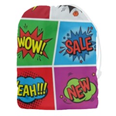 Pop Art Comic Vector Speech Cartoon Bubbles Popart Style With Humor Text Boom Bang Bubbling Expressi Drawstring Pouch (3xl) by Amaryn4rt