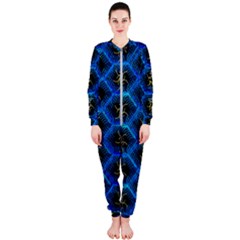 Blue Bee Hive Pattern Onepiece Jumpsuit (ladies) by Amaryn4rt