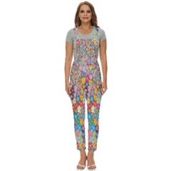 Monotype Art Pattern Leaves Colored Autumn Women s Pinafore Overalls Jumpsuit by Amaryn4rt