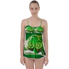 Kiwi Fruit Vitamins Healthy Cut Babydoll Tankini Top by Amaryn4rt