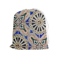 Ceramic-portugal-tiles-wall- Drawstring Pouch (xl) by Amaryn4rt