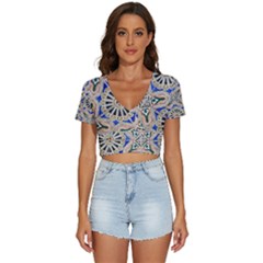 Ceramic-portugal-tiles-wall- V-neck Crop Top by Amaryn4rt