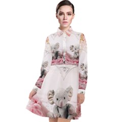 Elephant-heart-plush-vertical-toy Long Sleeve Chiffon Shirt Dress by Amaryn4rt